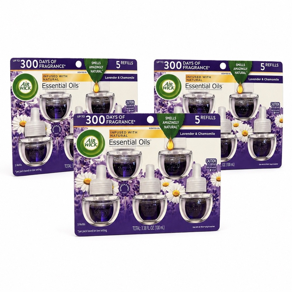 Lot of 30 total Air Wick Essential Oils Lav& Chamomile Oil Refills boosted